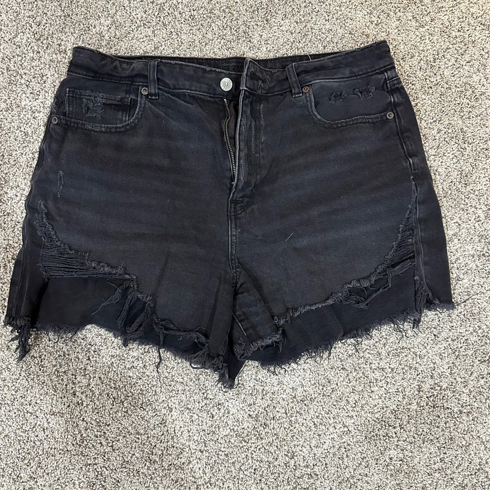 American Eagle Black Distressed Jean Shorts